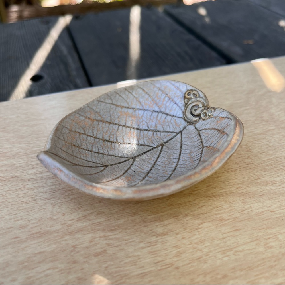 Handmade Ceramic Pressed Leaf Bowl Dish By Annette Trujillo